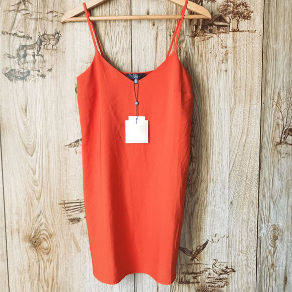 MISSGUIDED Cami Crepe Shift Dress in Orange Size 0 - Picture 1 of 9